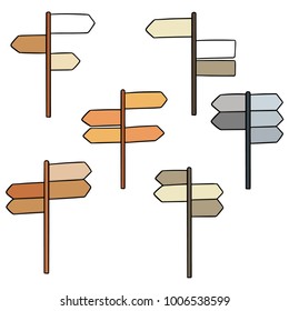 vector set of direction posts