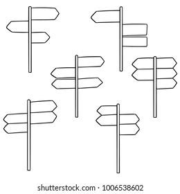 vector set of direction posts