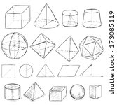 vector set of dirty sketch geometric shapes
