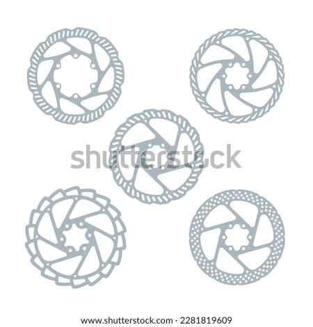 Vector set of disc brake bicycle. Size 160 mm. Isolated on white background