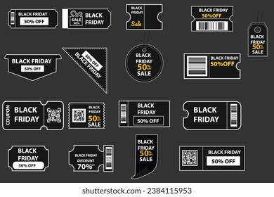 vector set of discount coupons or price cuts for banner elements, posters or special Black Friday promos in November