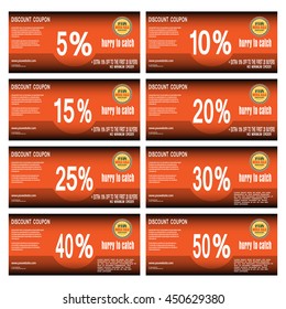 Vector set of discount coupons for promoting sales