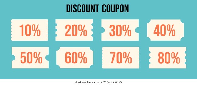 vector set of discount or gift voucher ticket coupon templates. collection of icons in shape style, vintage color