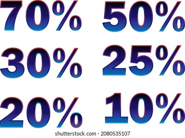 vector set of discounts gradients. shining numbers. sale