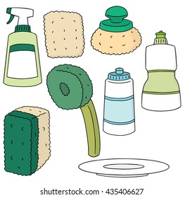 vector set of dish washing equipment