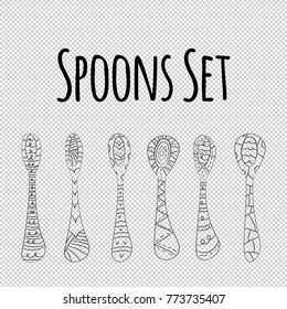 Vector set of dishes in Scandinavian style. Isolated transparent objects