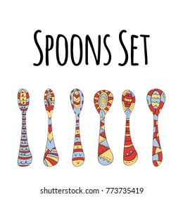Vector set of dishes in Scandinavian style. Isolated objects on white background