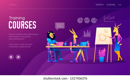 Vector set of distance education, consulting, training, language courses. Modern illustration for website and mobile website development cards. Web page design 