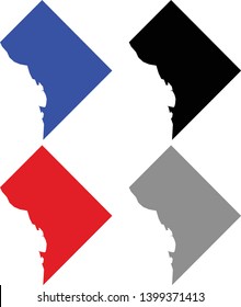 Vector Set of the District of Columbia, USA in Black, Blue, Red, and Gray style options