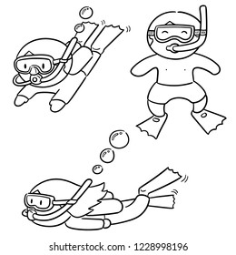 vector set of diver