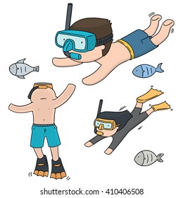 vector set of diver