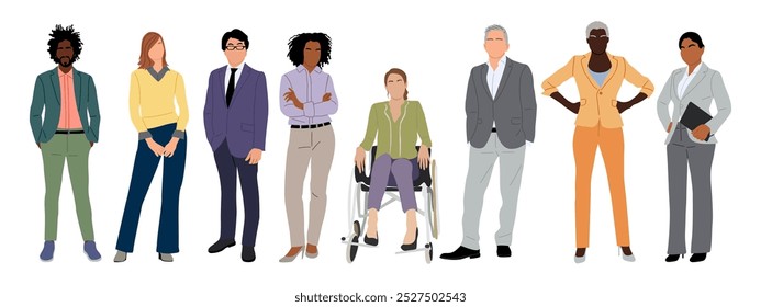 Vector set of diverse cartoon men, women