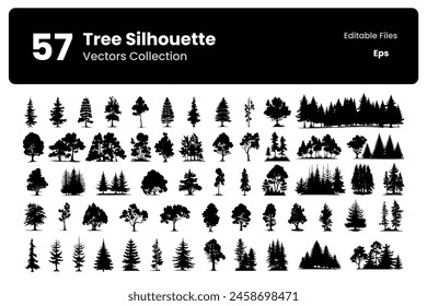 Vector Set of Diverse Tree Silhouettes