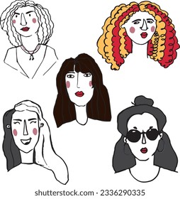 Vector set of diversity group of young transgender people, boys, men, girls, women. Cartoon people avatars in flat style. Vector illustration for design, print, fabric or background.