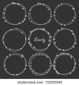 Vector Set Of Dividers Round Frames For Decoration. Handmade Vector Illustration.	