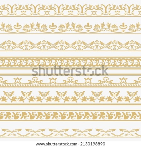 Vector set of dividers. Vintage ornament. Golden borders for the text and execution of various pages and documents. Vector element design. ストックフォト © 