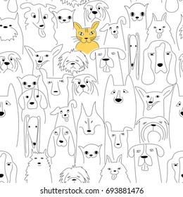 Vector set of do and cat.Seamless pattern.