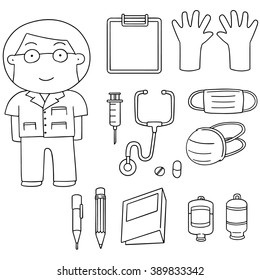 vector set of doctor