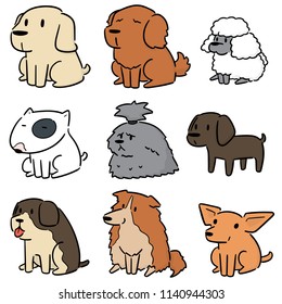 vector set of dog