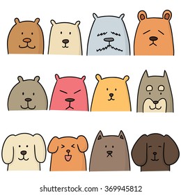 vector set of dog