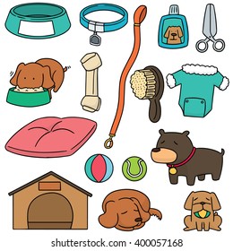 vector set of dog accessories