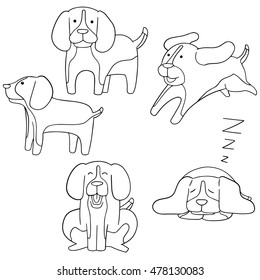 vector set of dog, beagle