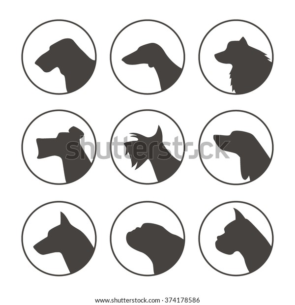 Vector Set Dog Breed Emblems Dog Stock Vector (Royalty Free) 374178586 ...