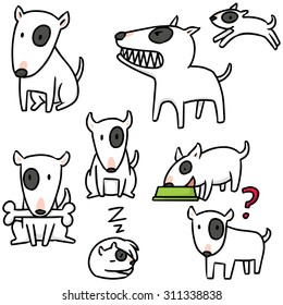 vector set of dog, bull terrier