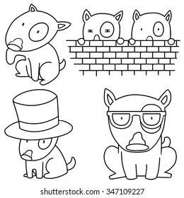 vector set of dog, bull terrier