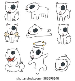 vector set of dog, bull terrier