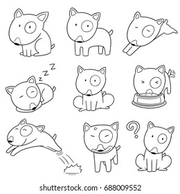 vector set of dog, bull terrier