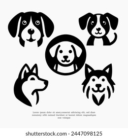vector set of dog face silhouette logo icon