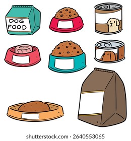 vector set of dog food