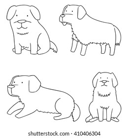 vector set of dog, golden retriever