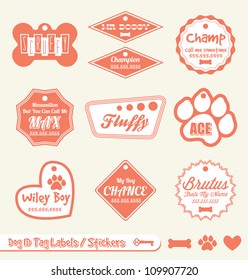 Vector Set: Dog and Pet Identification Tag Labels and Stickers