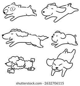 vector set of dog running