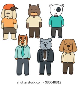 vector set of dog wearing clothes