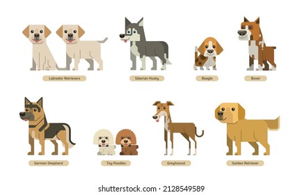 vector set of dogs with flat style