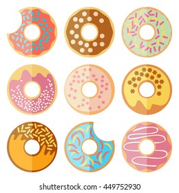 Vector set of donut isolated on a white background