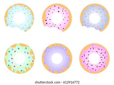 vector set of  donuts with colorful icing