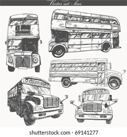 vector set - doodle - Bus