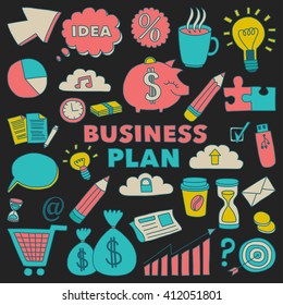 Vector set of doodle business icons