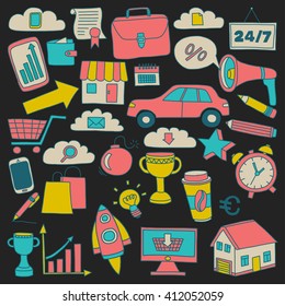 Vector set of doodle business icons