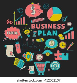 Vector set of doodle business icons