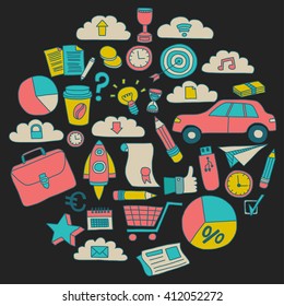 Vector set of doodle business icons