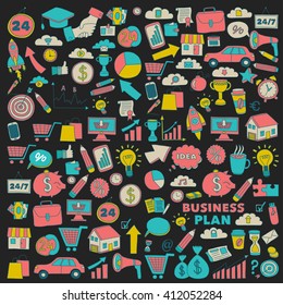 Vector set of doodle business icons