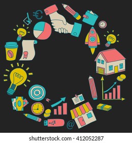 Vector set of doodle business icons