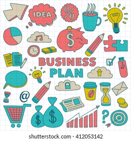 Vector set of doodle business icons