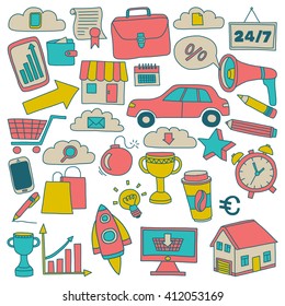 Vector set of doodle business icons