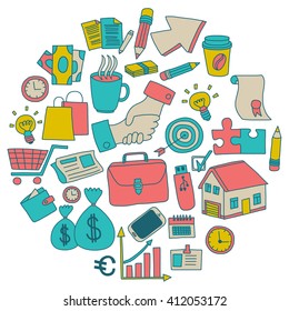 Vector set of doodle business icons